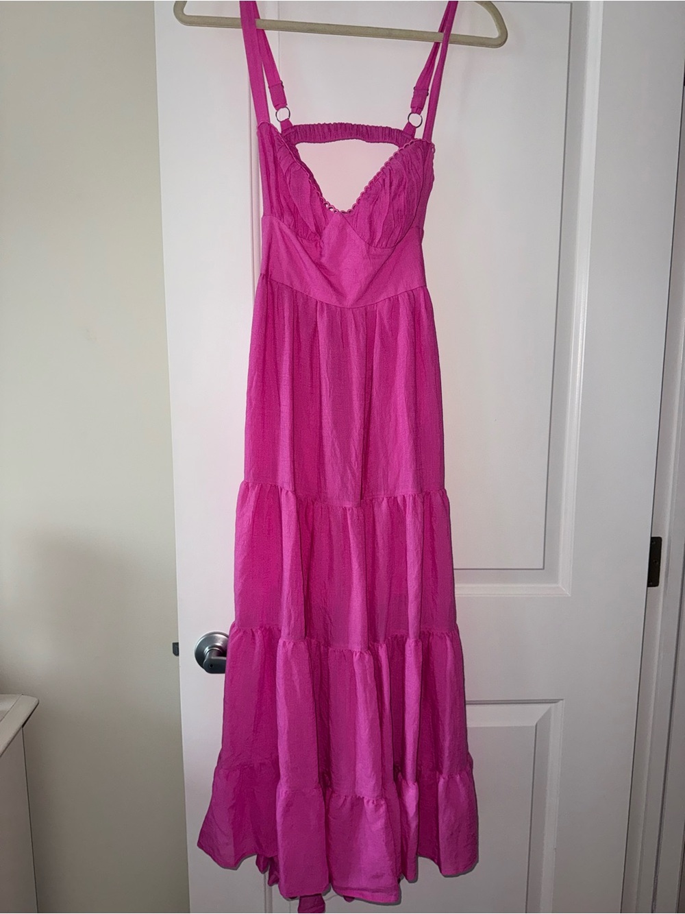 Princess Polly Bright Pink Tiered Maxi Dress with Adjustable Straps